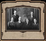 Edmund and Elva Dooley and children Helen, Bernard, Clark and Genevieve, undated.  Many of the family began adding the letter 'e' into the original Dooly family name so whether it's final letters are 'ly' or 'ley' it's still the same family.